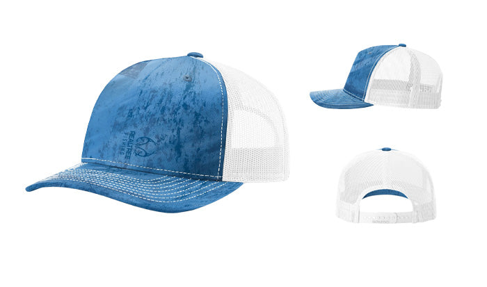 Richardson 112PFP Printed 5-Panel Trucker Color: Realtree Fishing Light Blue/ White