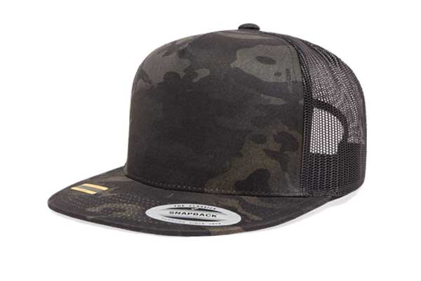 Yupoong 6006 Flat Bill Trucker Color: Multicam Black/ Black