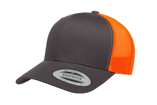 Yupoong 6606 Retro Trucker Color: Charcoal/ Neon Orange