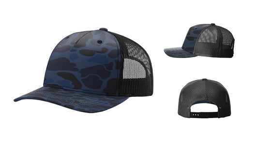 Richardson 112PFP Printed 5-Panel Trucker Color: Admiral Duck Camo/ Black