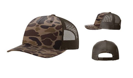 Richardson 112PFP Printed 5-Panel Trucker Color: Bark Duck Camo/ Brown