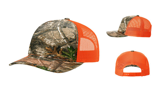 Richardson 112PFP Printed 5-Panel Trucker Color: Realtree Edge/ Neon Orange