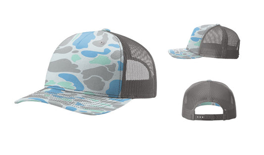 Richardson 112PFP Printed 5-Panel Trucker Color: Saltwater Duck Camo/ Charcoal
