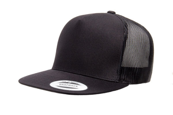 Yupoong 6006 Flat Bill Trucker Color: Black