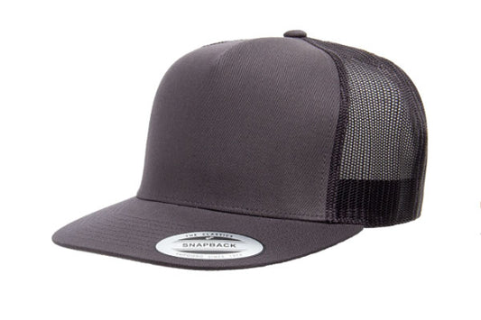 Yupoong 6006 Flat Bill Trucker Color: Charcoal