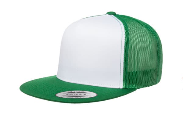 Yupoong 6006 Flat Bill Trucker Color: Kelly/ White/ Kelly/