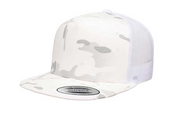 Yupoong 6006 Flat Bill Trucker Color: Multicam Alpine/ White