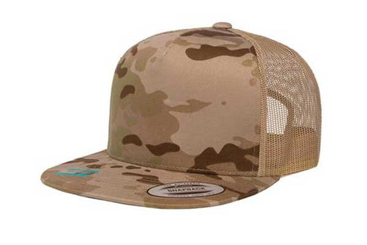 Yupoong 6006 Flat Bill Trucker Color: Multicam Arid/ Tan