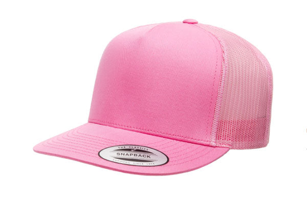 Yupoong 6006 Flat Bill Trucker Color: Pink