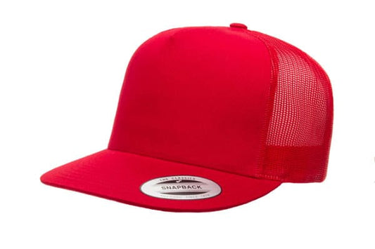 Yupoong 6006 Flat Bill Trucker Color: Red