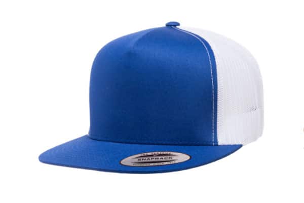Yupoong 6006 Flat Bill Trucker Color: Royal/ White