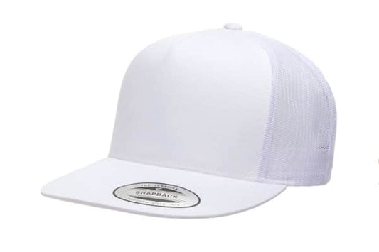 Yupoong 6006 Flat Bill Trucker Color: White